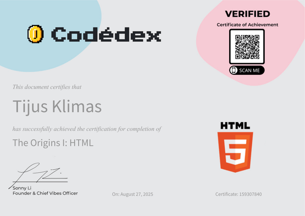 HTML Certificate